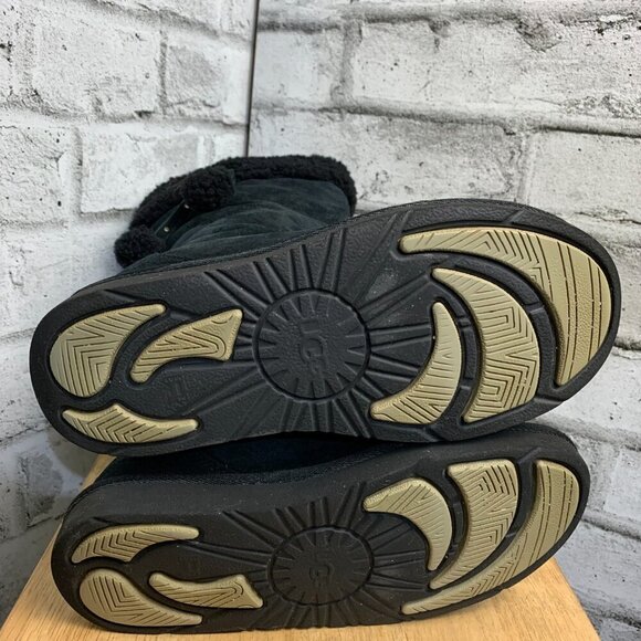 Ugg Black Suede Sherpa Lined Mid Calf Boots - Picture 10 of 12